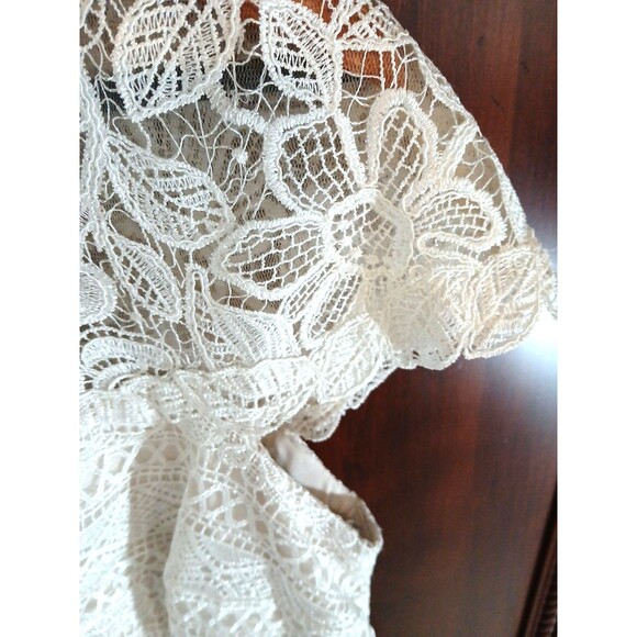 NWT TADASHI SHOJI Women's Sz 14 Black w/Ivory Lace Overlay Formal Dress Elegant! - Picture 4 of 13